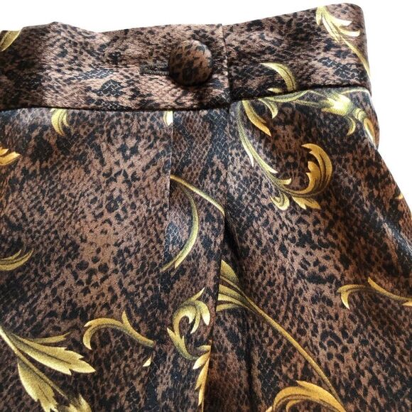 Valerie Steven Skirt set Silk Black/Brown/Gold long skirt button down blouse 6 - Picture 5 of 13